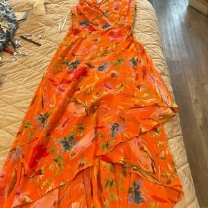 Floral Orange Dress Calvin Klein size small